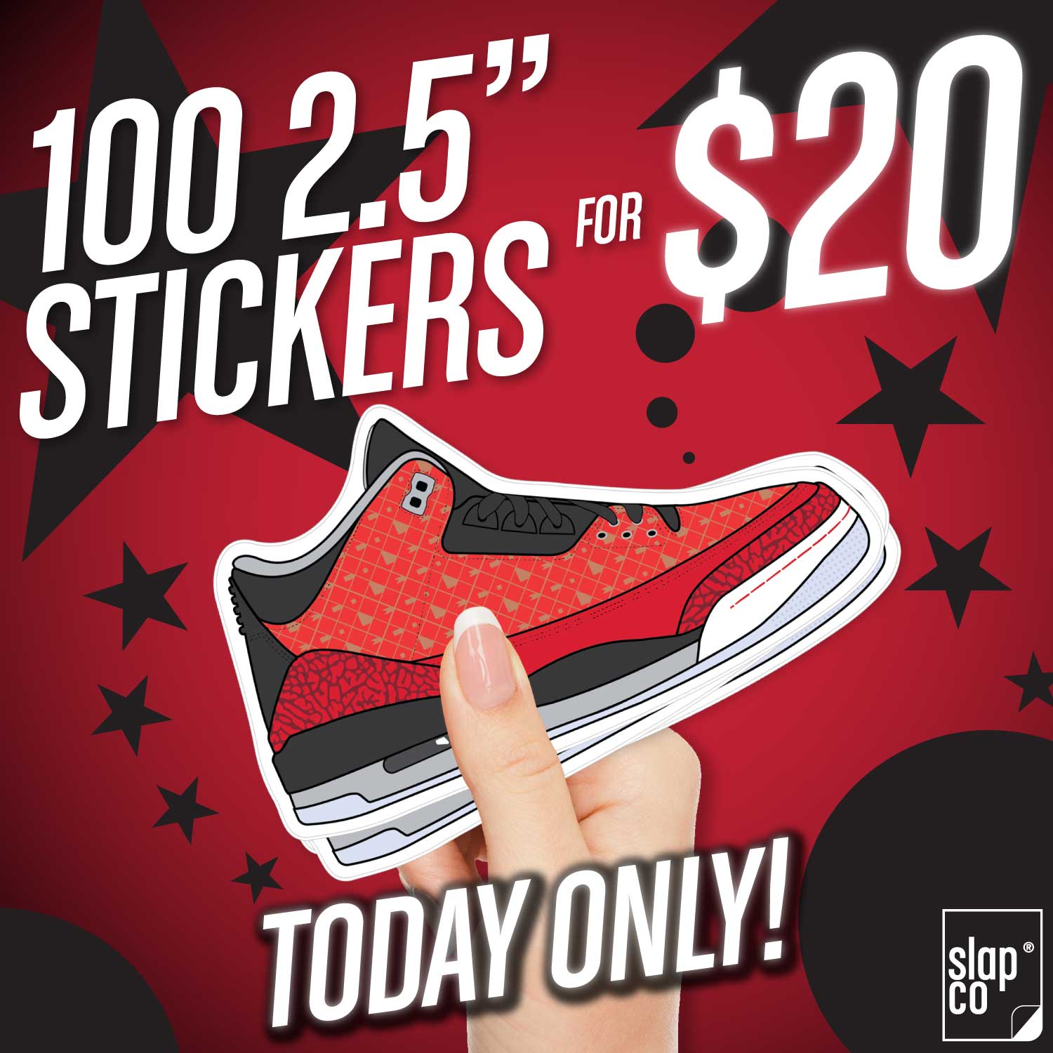 One Day Sticker Sale 100 2.5-inch Vinyl Stickers in Matte or Gloss for $20 - Slapco