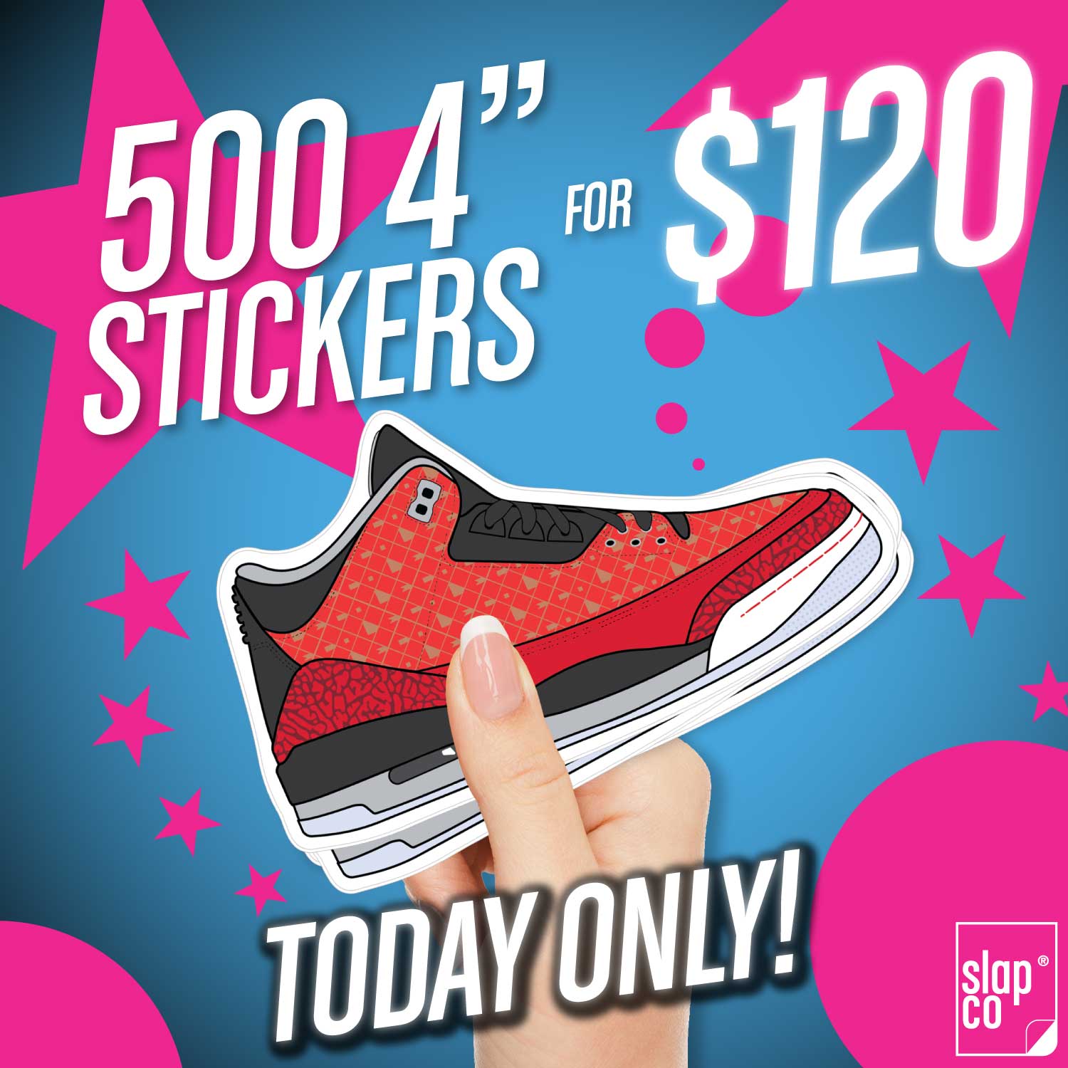 One Day Sticker Sale 500 4-inch Vinyl Stickers in Matte or Gloss for $120 - Slapco