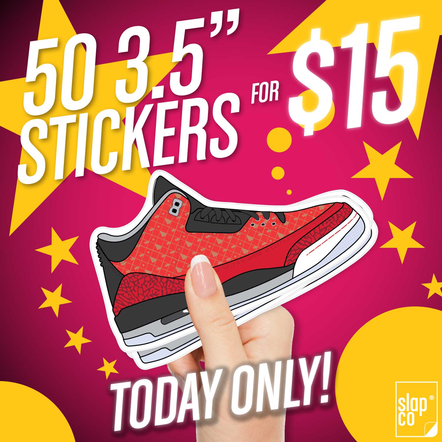 One Day Sticker Sale 50 3.5-inch Vinyl Stickers in Matte or Gloss for $15 - Slapco