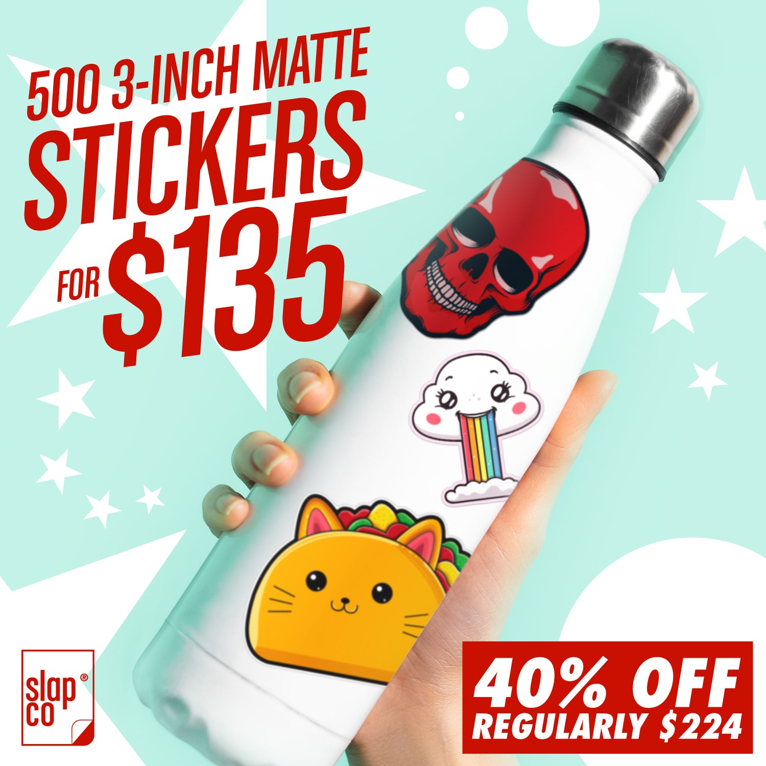 50 Custom 3-inch Stickers for $17 - slapco