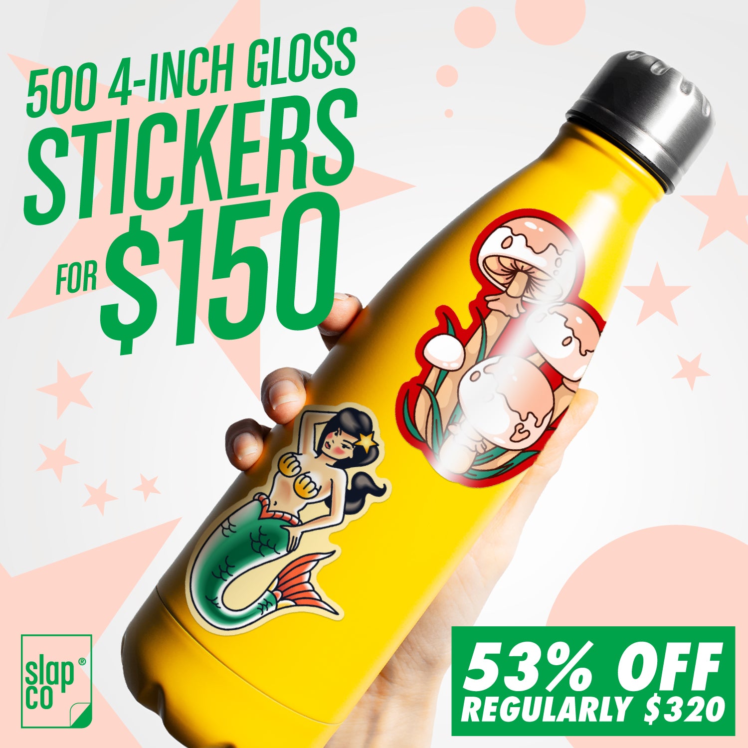 100 Custom 4-inch Stickers for $35 - slapco