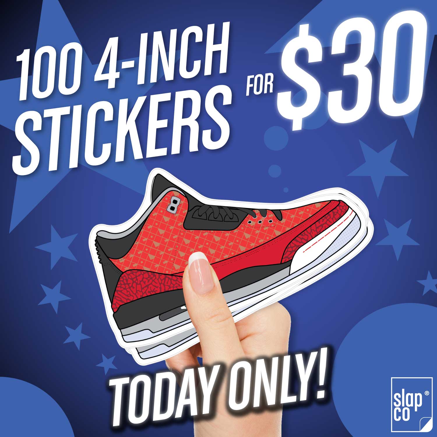 One Day Deal! 100 4-inch Custom Stickers for $30