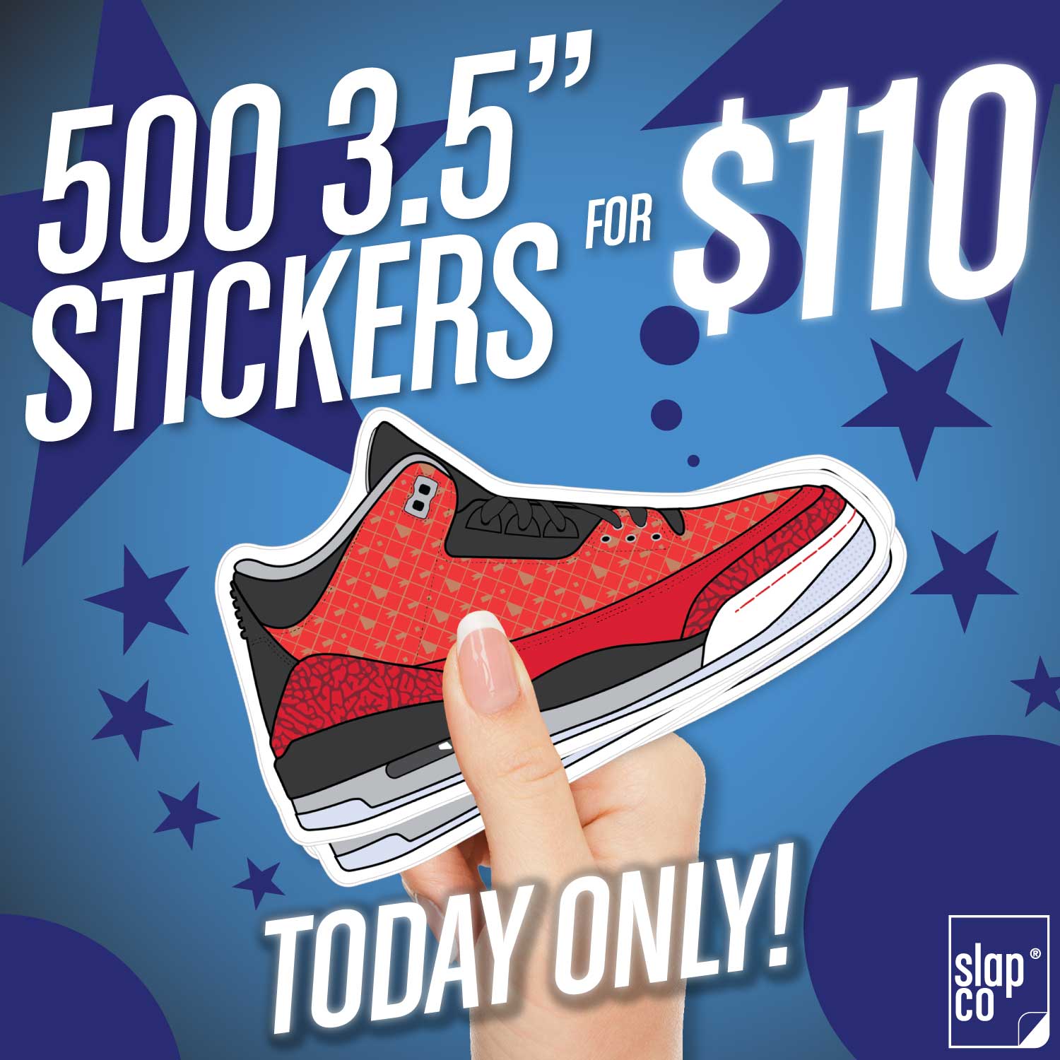 One Day Sticker Sale 500 3.5-inch Vinyl Stickers in Matte or Gloss for $110 - Slapco