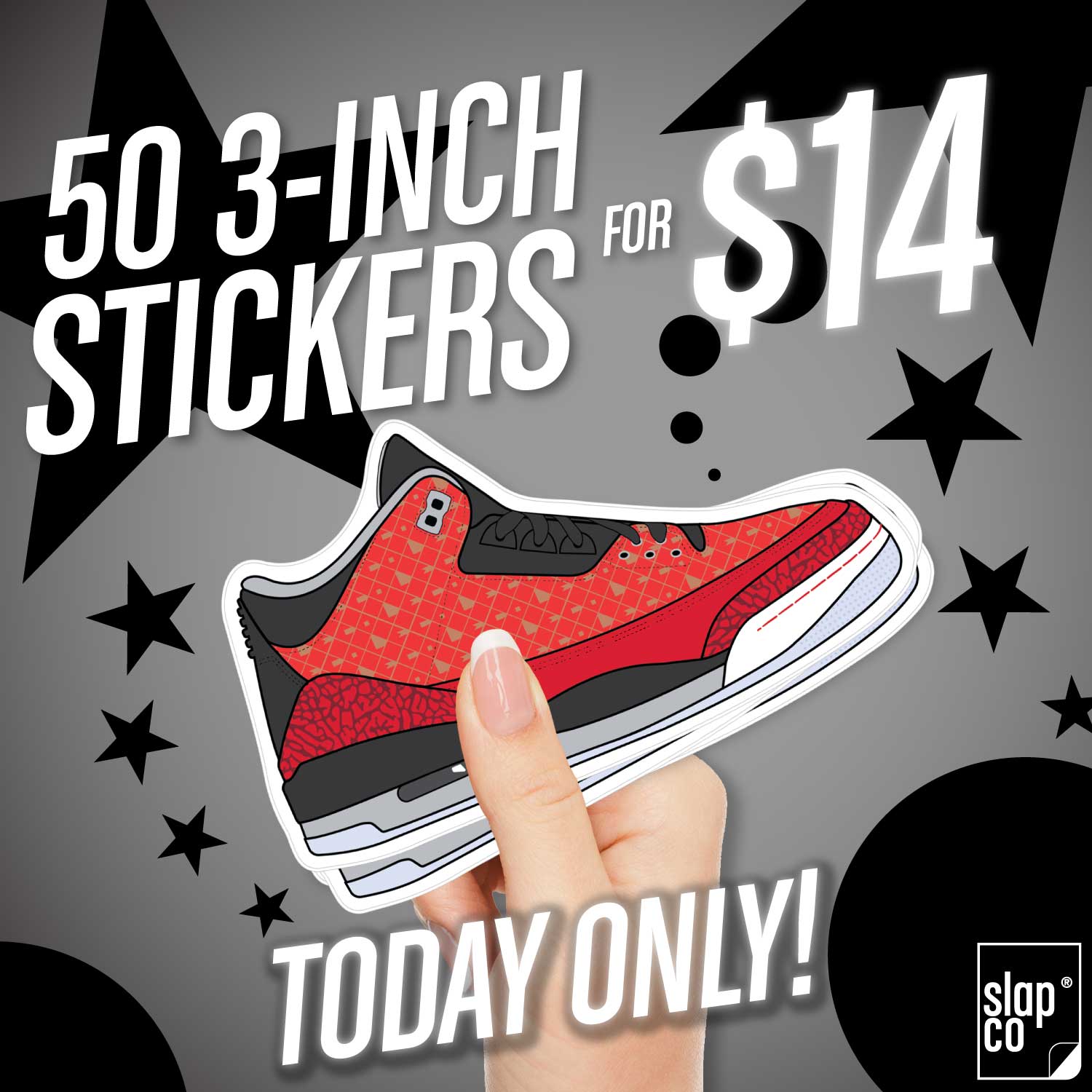One Day Sticker Sale 50 3-inch Vinyl Stickers in Matte or Gloss for $14 - Slapco