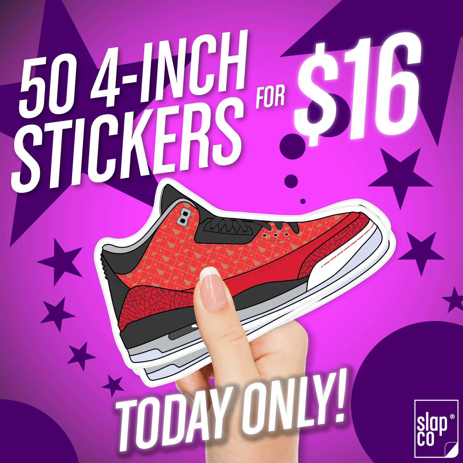 One Day Sticker Sale 50 4-inch Vinyl Stickers in Matte or Gloss for $16 - Slapco