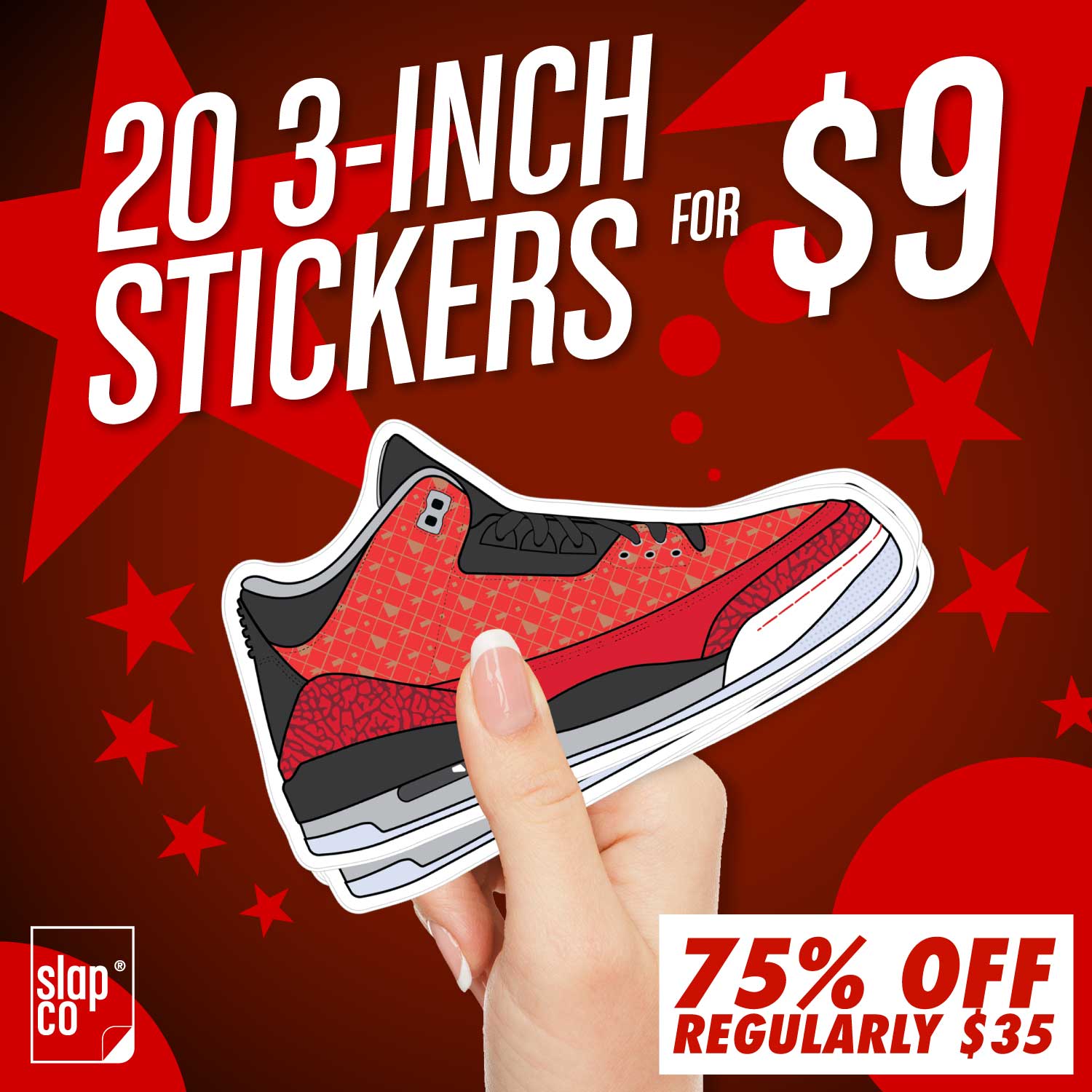 20 3-inch Stickers for $9